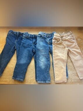 3T toddler Denim & Khaki Pants - Blue and Tan